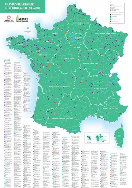 Atlas des installations de méthanisation en France